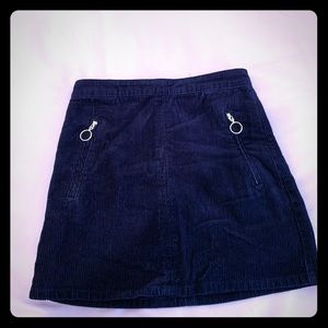 Corduroy blue zip skirt